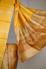 Load image into Gallery viewer, Yellow Mustard Color Tussar Silk Printed Saree