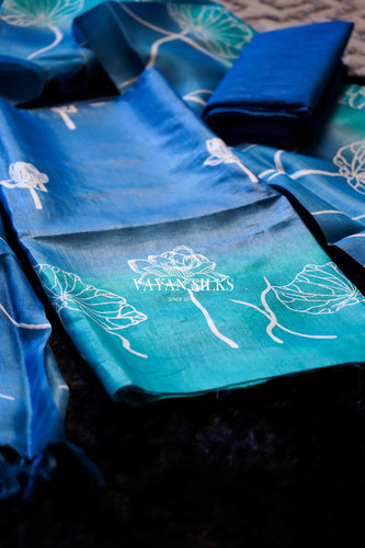 Cobalt Blue Tussar Suit Set