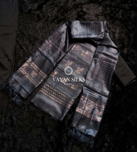 Load image into Gallery viewer, Charcoal Black Woven Tussar Suit Set