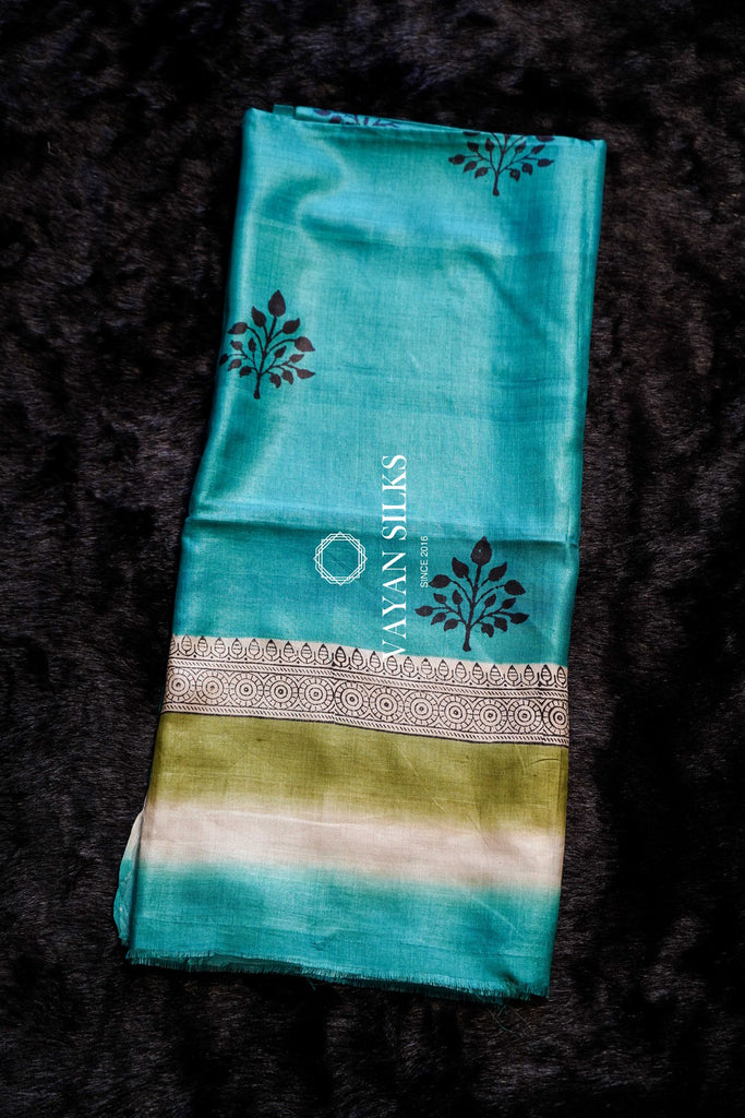 Turquoise Green Tussar Suit Set