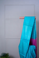 Load image into Gallery viewer, Blue Pink Color Tussar Silk Printed Saree