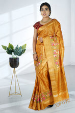 Load image into Gallery viewer, Yellow Color Tussar Silk Embroidered Saree