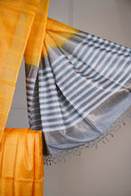 Load image into Gallery viewer, Yellow Grey Color Tussar Silk Hand Woven Saree
