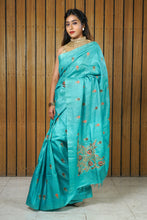 Load image into Gallery viewer, Blue Color Tussar Silk Embroidered Saree