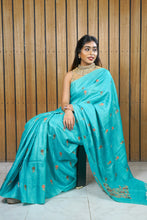 Load image into Gallery viewer, Blue Color Tussar Silk Embroidered Saree