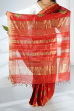 Load image into Gallery viewer, Red Color Tussar Silk Embroidered Saree