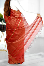 Load image into Gallery viewer, Red Color Tussar Silk Embroidered Saree