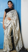 Load image into Gallery viewer, Black White Printed Tussar Saree
