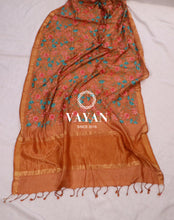 Load image into Gallery viewer, Brown Multi Embroidered Tussar Silk Dupatta