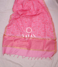 Load image into Gallery viewer, Pink Embroidered Tussar Silk Dupatta