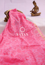 Load image into Gallery viewer, Pink Embroidered Tussar Silk Dupatta
